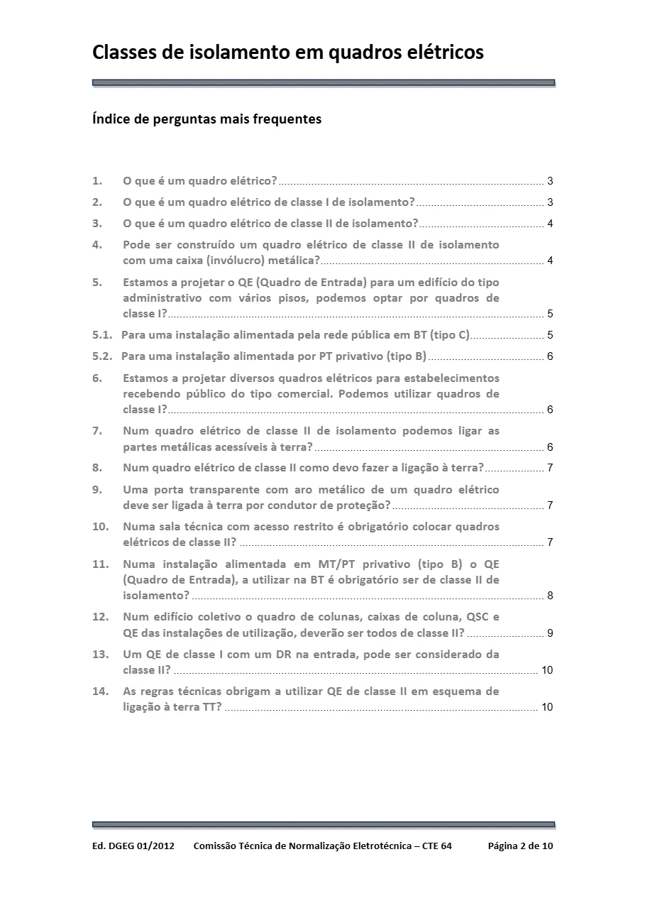 Classes de Isolamento em Quadros Eléctricos (FAQ's)